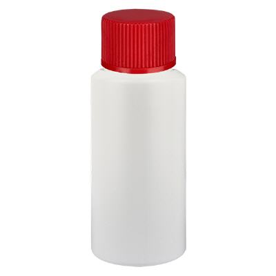 Bild Apothekenflasche HDPE 20ml weiss, mit rotem SV