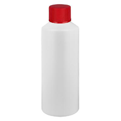 Bild Apothekenflasche HDPE 75ml weiss, mit rotem SV
