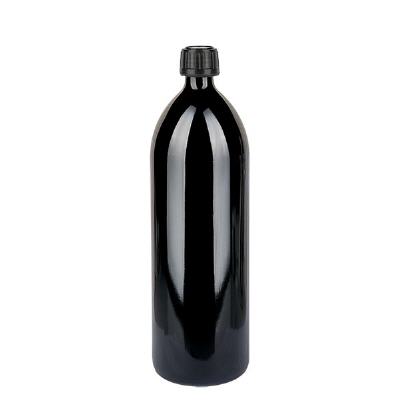 Bild Wasserflasche Violettglas 1000ml rund, DIN PP28STD